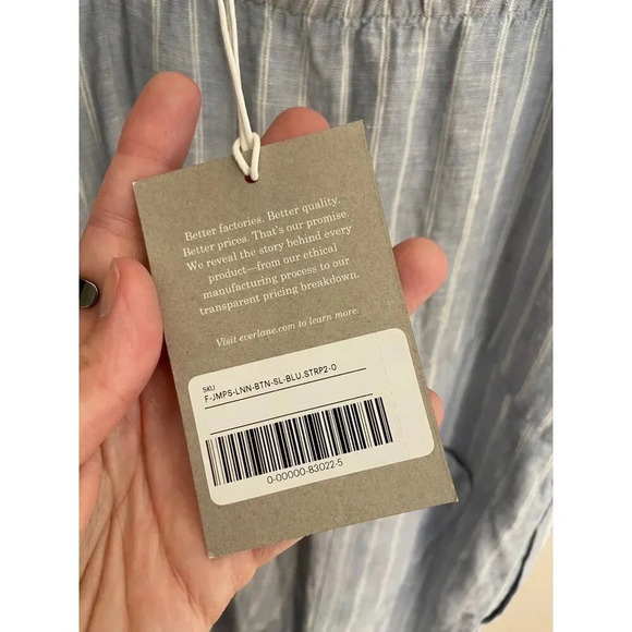 Everlane NWT Blue & White Striped Linen Jumpsuit WITHOUT BELT Size 0 - Picture 5 of 13